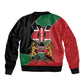 Kenya 254 Sleeve Zip Bomber Jacket Kenyan Flag Map Double Lion Shield - African Pride