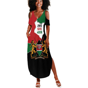 Kenya 254 Summer Maxi Dress Kenyan Flag Map Double Lion Shield - African Pride