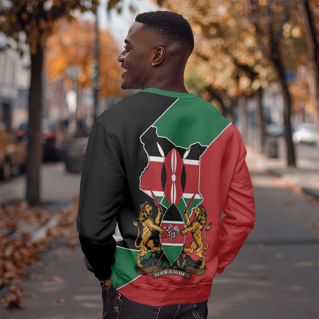 Kenya 254 Sweatshirt Kenyan Flag Map Double Lion Shield - African Pride