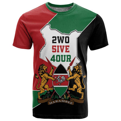 Kenya 254 T shirt Kenyan Flag Map Double Lion Shield - African Pride
