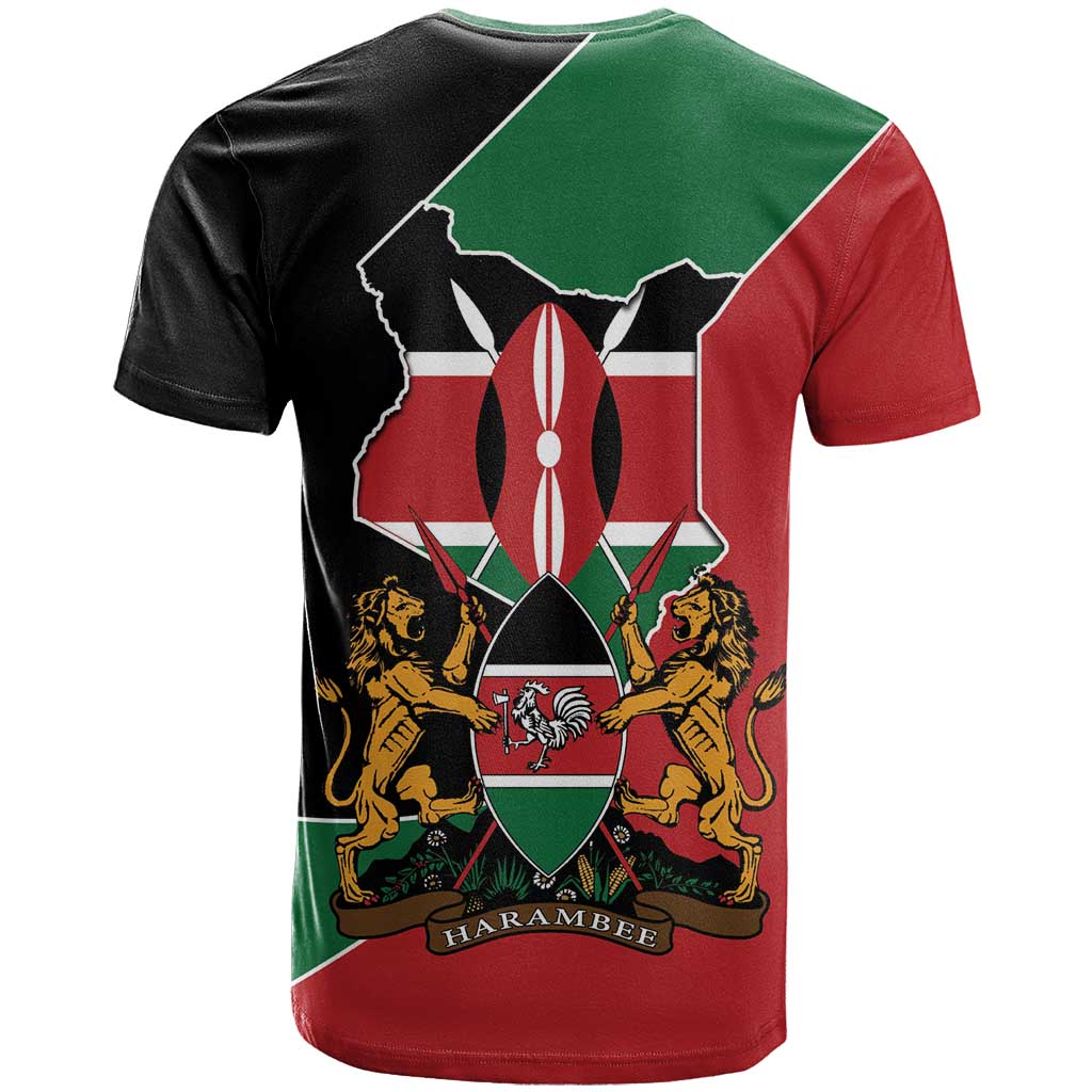 Kenya 254 T shirt Kenyan Flag Map Double Lion Shield - African Pride