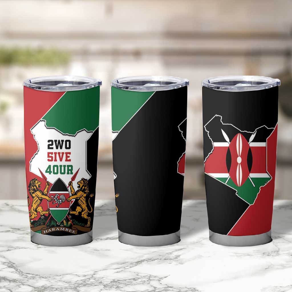 Kenya 254 Tumbler Cup Kenyan Flag Map Double Lion Shield - African Pride