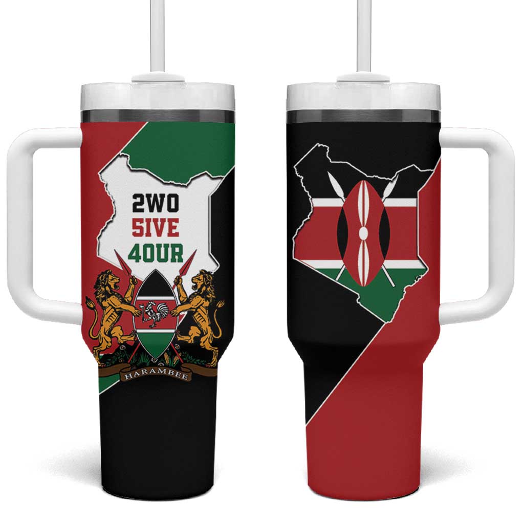 Kenya 254 Tumbler With Handle Kenyan Flag Map Double Lion Shield - African Pride