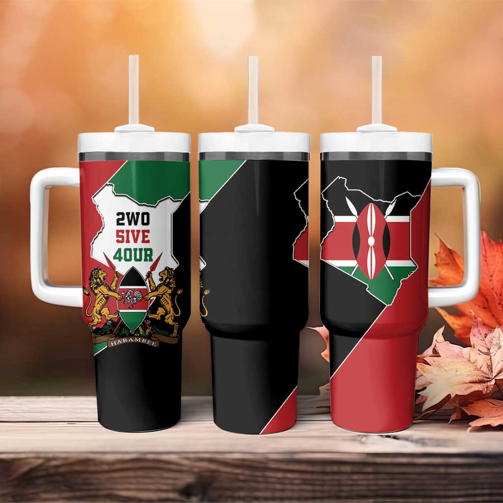 Kenya 254 Tumbler With Handle Kenyan Flag Map Double Lion Shield - African Pride