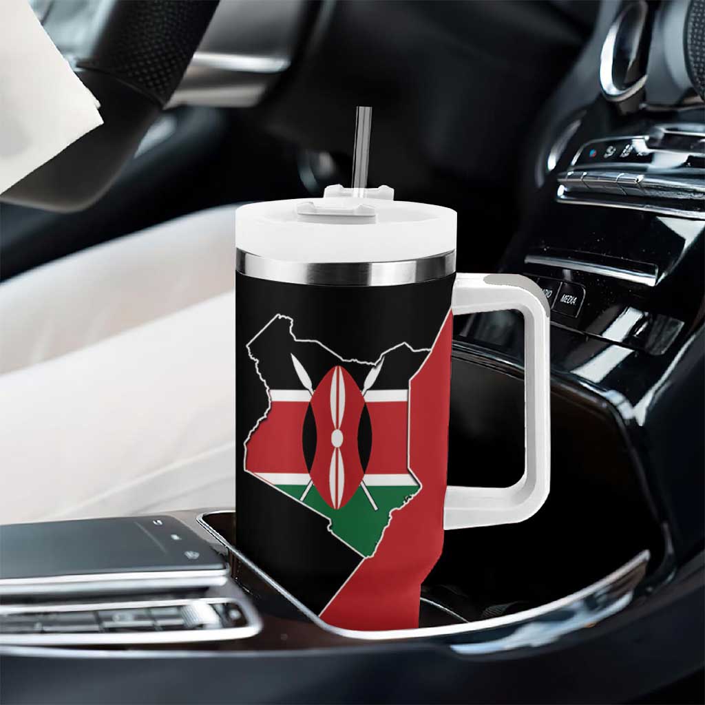 Kenya 254 Tumbler With Handle Kenyan Flag Map Double Lion Shield - African Pride