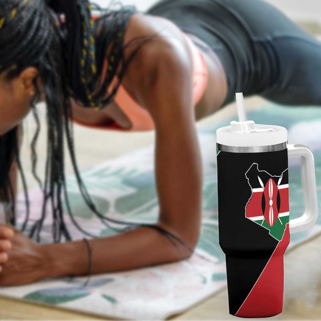 Kenya 254 Tumbler With Handle Kenyan Flag Map Double Lion Shield - African Pride