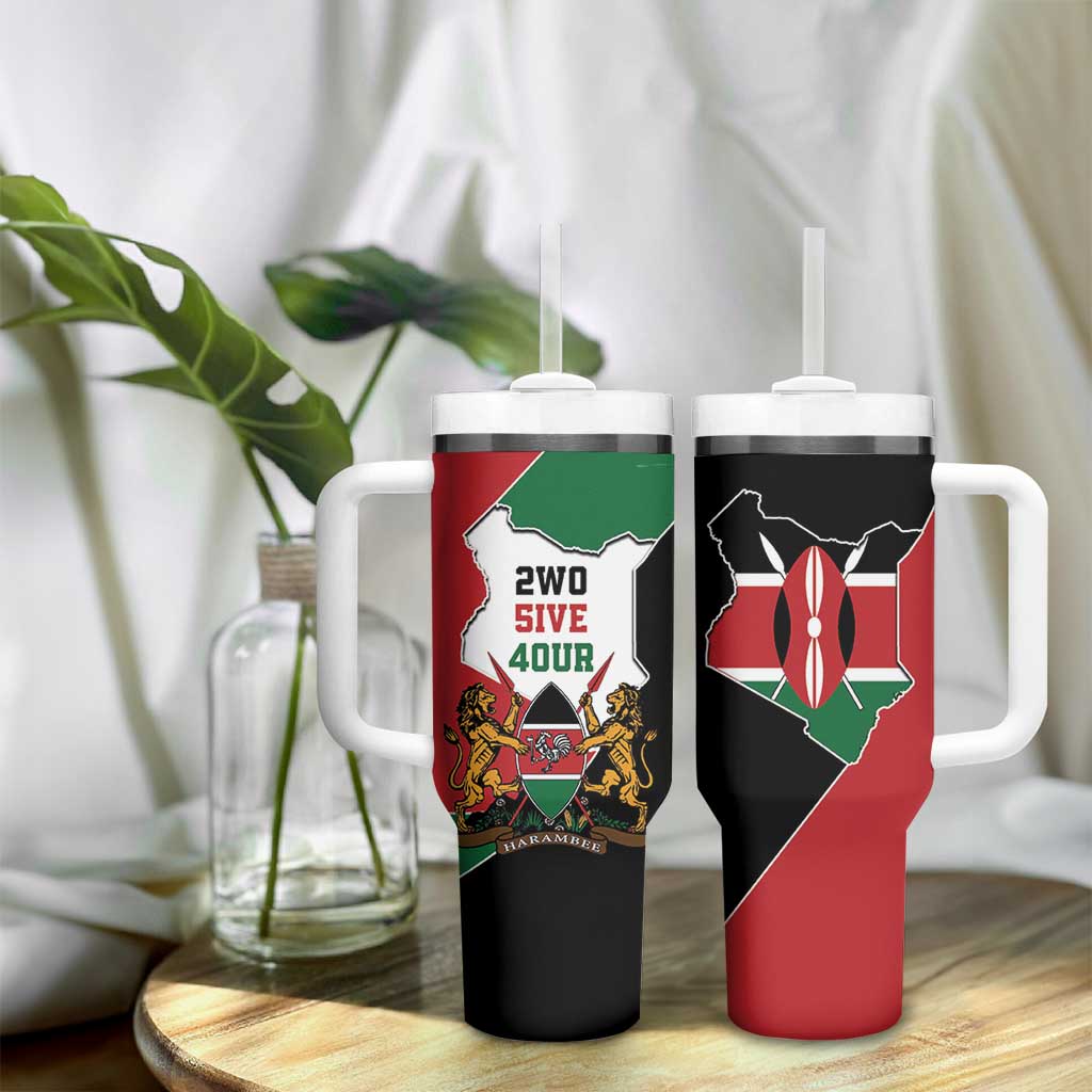 Kenya 254 Tumbler With Handle Kenyan Flag Map Double Lion Shield - African Pride