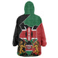 Kenya 254 Wearable Blanket Hoodie Kenyan Flag Map Double Lion Shield - African Pride