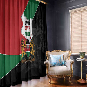 Kenya 254 Window Curtain Kenyan Flag Map Double Lion Shield - African Pride