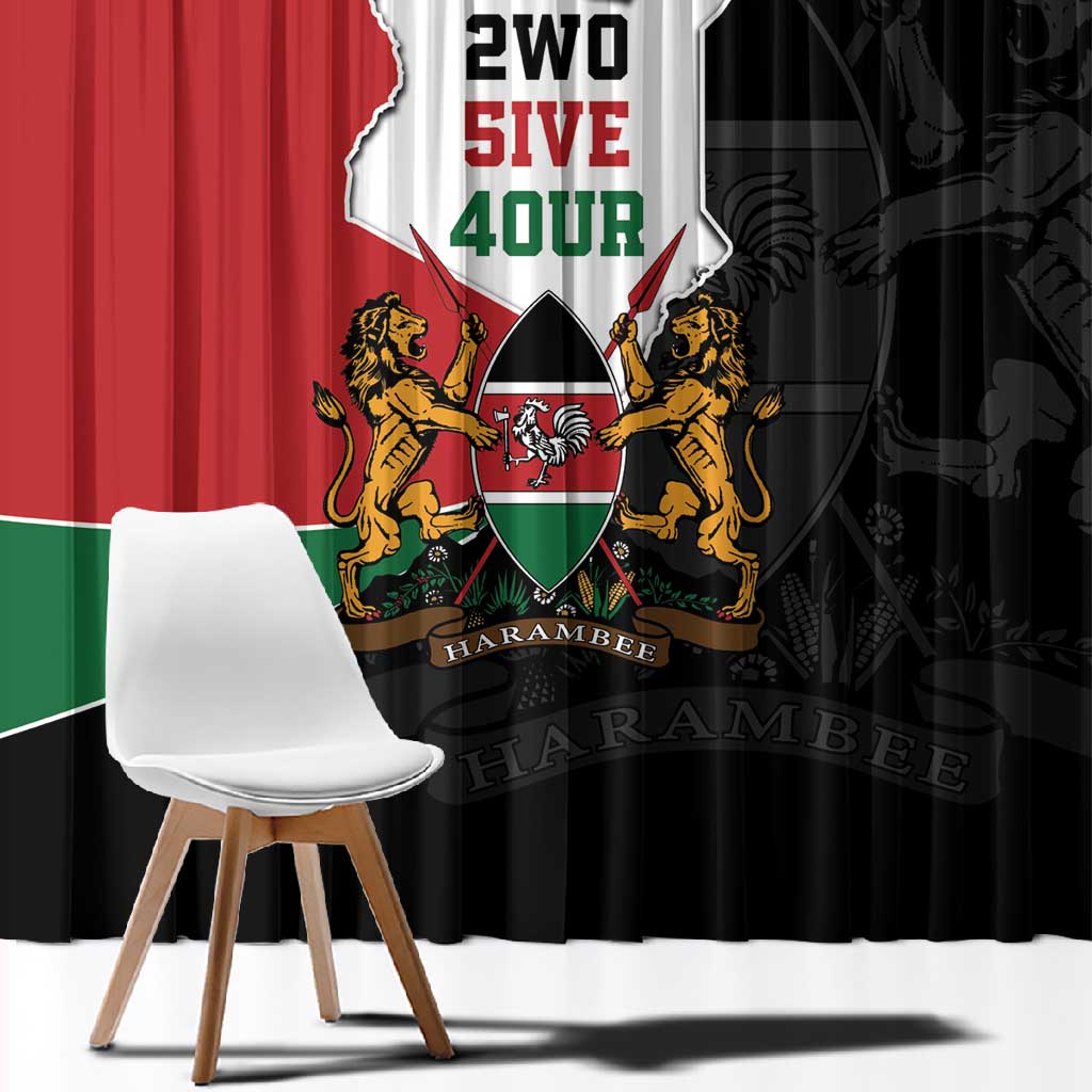 Kenya 254 Window Curtain Kenyan Flag Map Double Lion Shield - African Pride