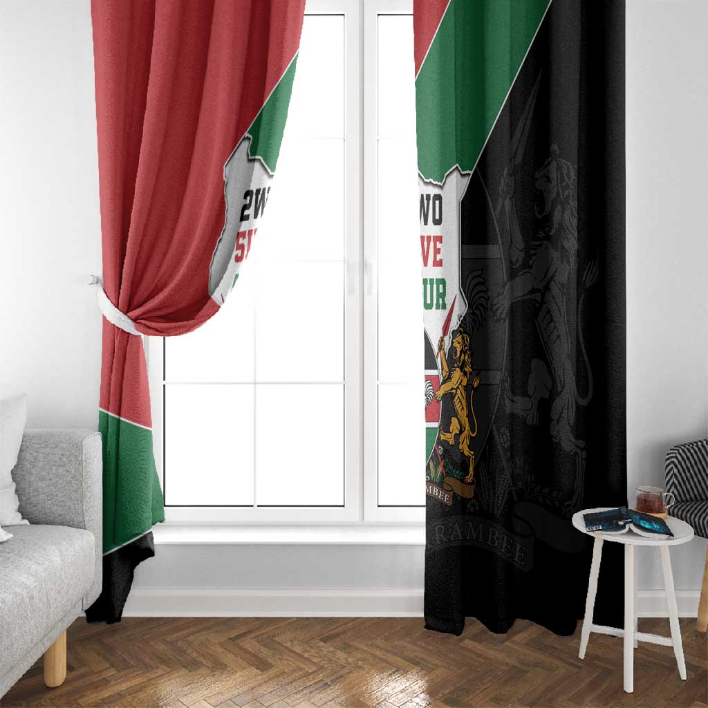 Kenya 254 Window Curtain Kenyan Flag Map Double Lion Shield - African Pride