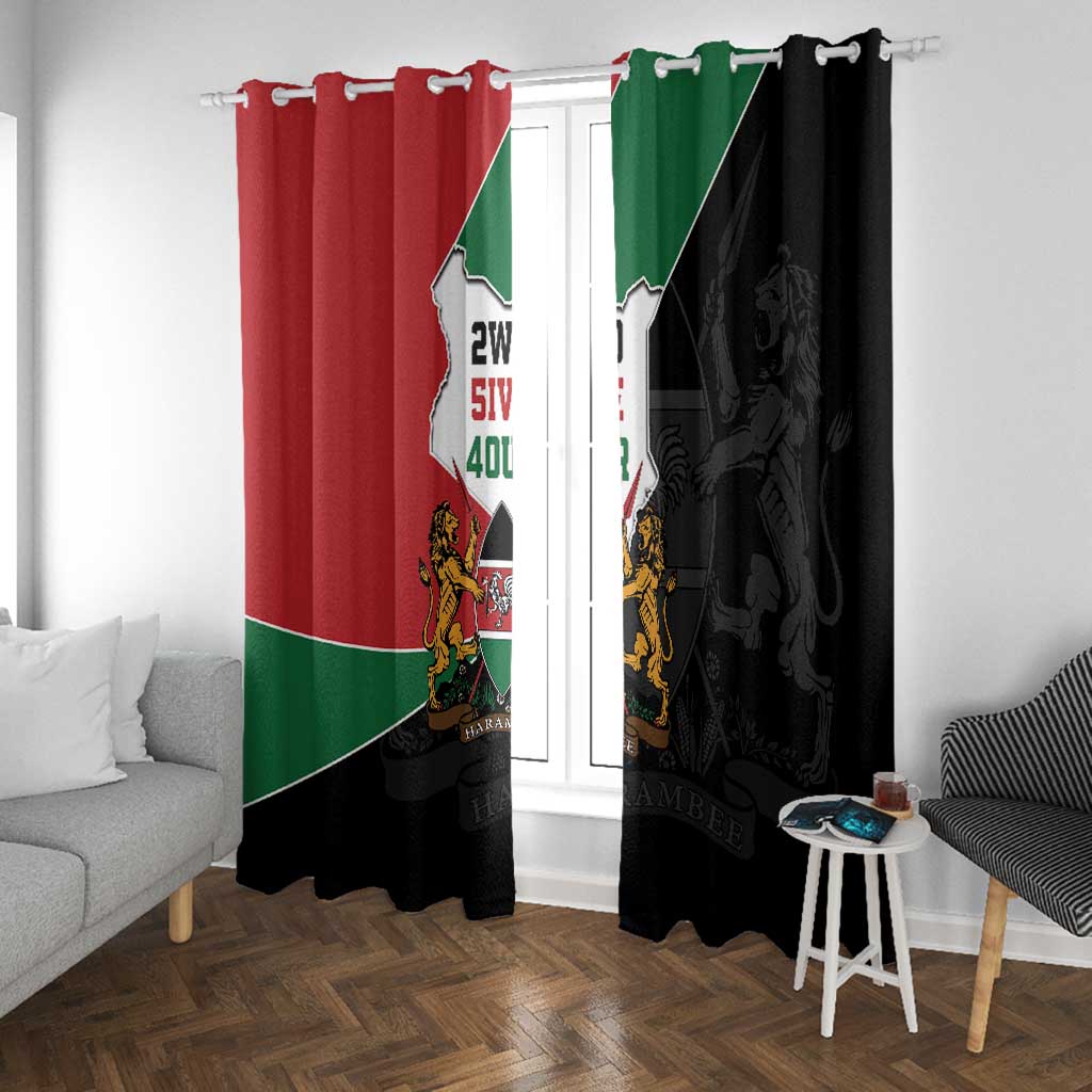 Kenya 254 Window Curtain Kenyan Flag Map Double Lion Shield - African Pride