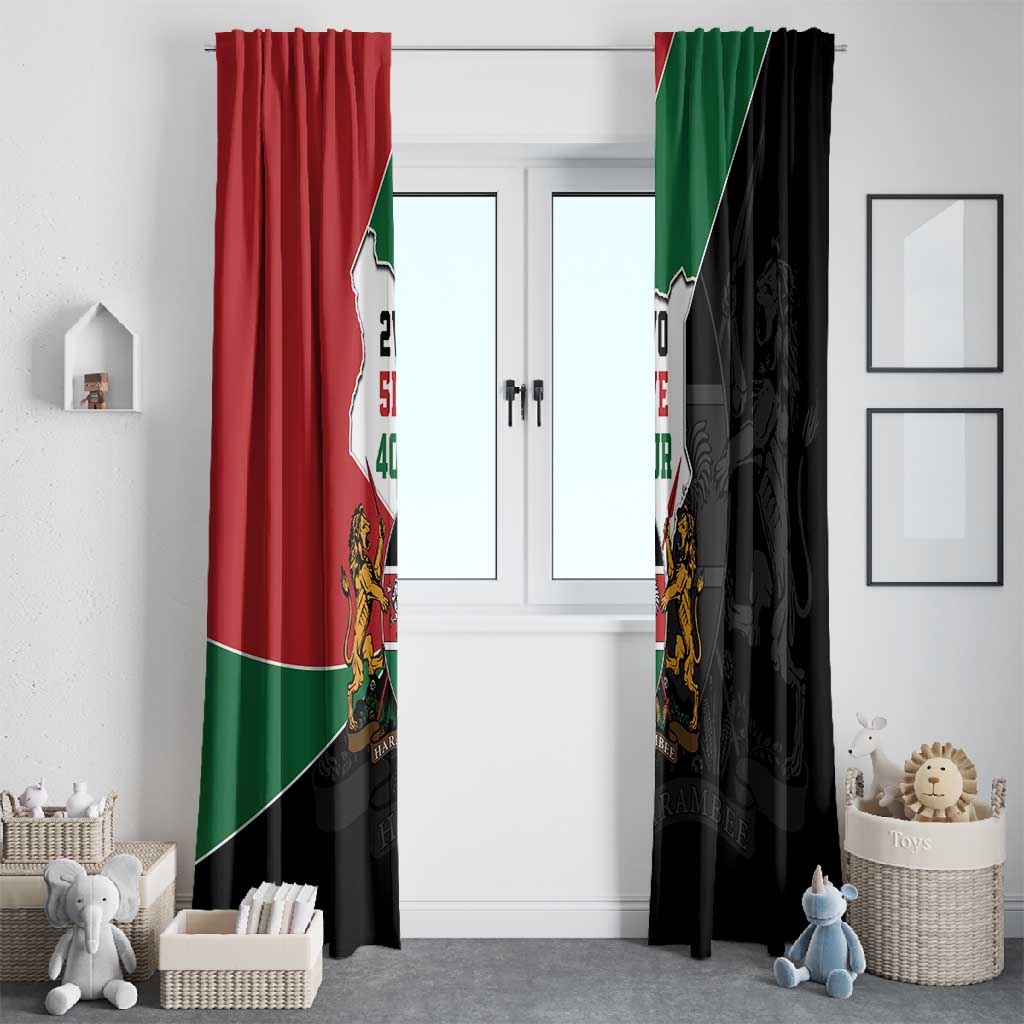 Kenya 254 Window Curtain Kenyan Flag Map Double Lion Shield - African Pride