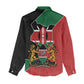 Kenya 254 Women Casual Shirt Kenyan Flag Map Double Lion Shield - African Pride