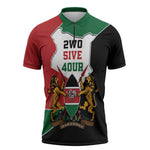 Kenya 254 Zipper Polo Shirt Kenyan Flag Map Double Lion Shield