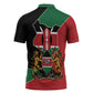 Kenya 254 Zipper Polo Shirt Kenyan Flag Map Double Lion Shield