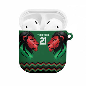 Custom Cricket Africa Kenya AirPods Case Green Lion Head Kenyan Pattern