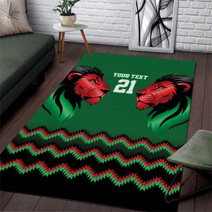 Custom Cricket Africa Kenya Area Rug Green Lion Head with Kenyan Pattern - African Pride