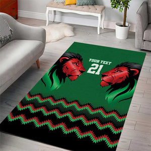Custom Cricket Africa Kenya Area Rug Green Lion Head with Kenyan Pattern - African Pride