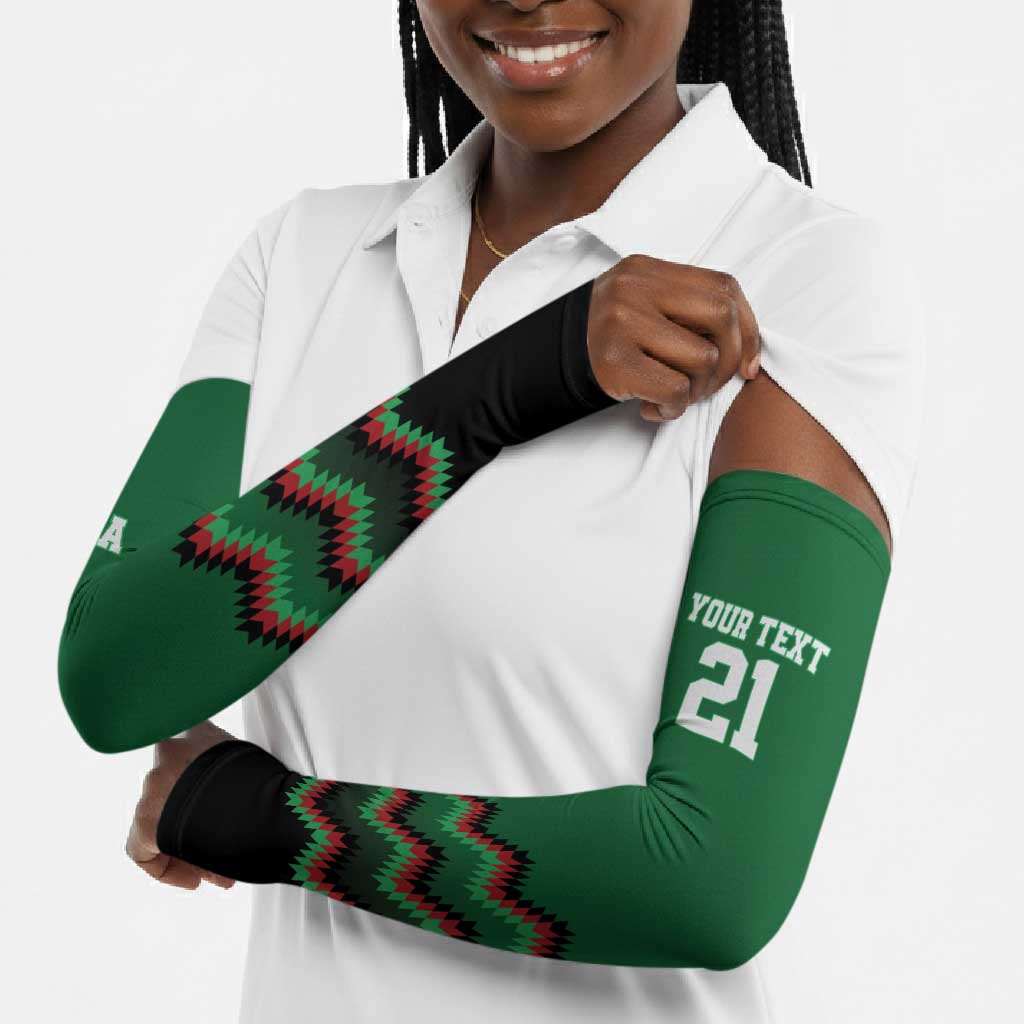 Custom Cricket Africa Kenya Arm Sleeves Green Lion Head Kenyan Pattern