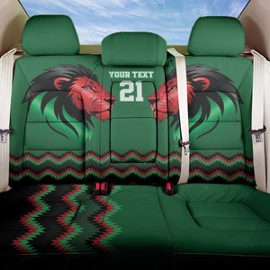 Custom Cricket Africa Kenya Back Car Seat Cover Green Lion Head with Kenyan Pattern - African Pride