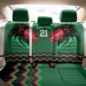 Custom Cricket Africa Kenya Back Car Seat Cover Green Lion Head with Kenyan Pattern - African Pride