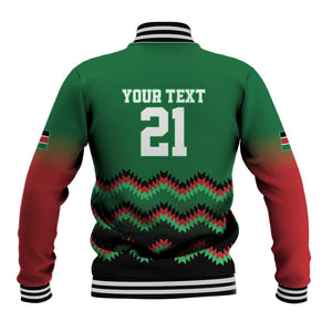 Custom Cricket Africa Kenya Baseball Jacket Green Lion Head with Kenyan Pattern - African Pride