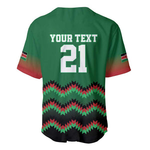 Custom Cricket Africa Kenya Baseball Jersey Green Lion Head with Kenyan Pattern - African Pride