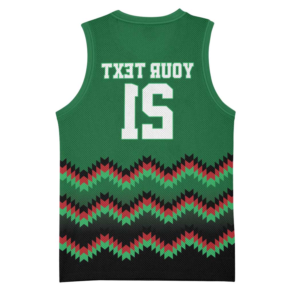 Custom Cricket Africa Kenya Basketball Jersey Green Lion Head with Kenyan Pattern - African Pride