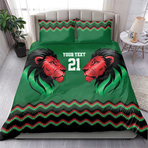 Custom Cricket Africa Kenya Bedding Set Green Lion Head with Kenyan Pattern - African Pride