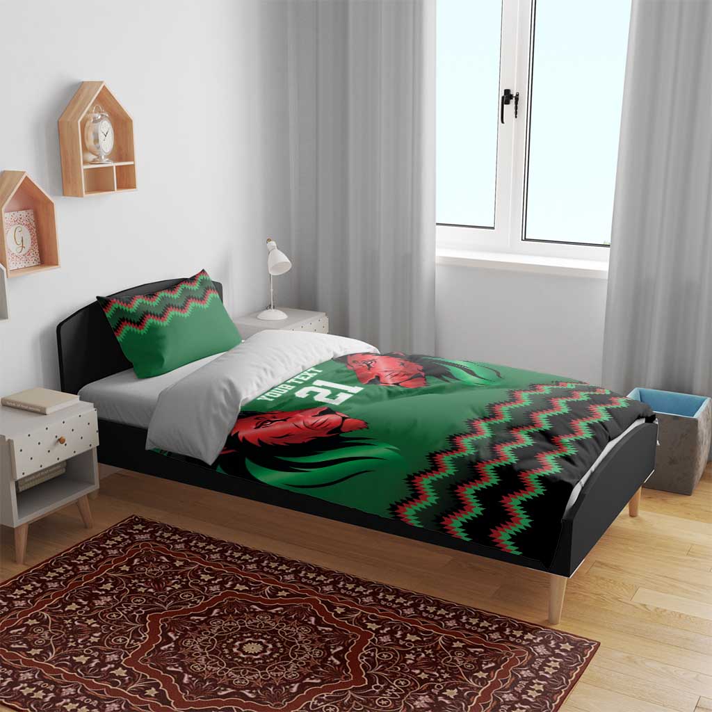 Custom Cricket Africa Kenya Bedding Set Green Lion Head with Kenyan Pattern - African Pride