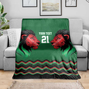Custom Cricket Africa Kenya Blanket Green Lion Head with Kenyan Pattern - African Pride