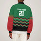 Custom Cricket Africa Kenya Bomber Jacket Green Lion Head with Kenyan Pattern - African Pride