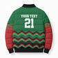 Custom Cricket Africa Kenya Bomber Puffer Jacket Green Lion Head Kenyan Pattern