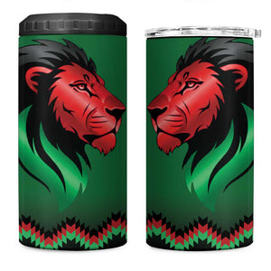 Custom Cricket Africa Kenya 4 in 1 Can Cooler Tumbler Green Lion Head with Kenyan Pattern - African Pride