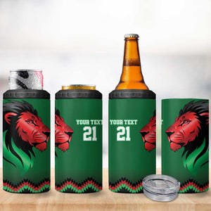 Custom Cricket Africa Kenya 4 in 1 Can Cooler Tumbler Green Lion Head with Kenyan Pattern - African Pride