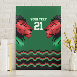 Custom Cricket Africa Kenya Canvas Wall Art Green Lion Head with Kenyan Pattern - African Pride