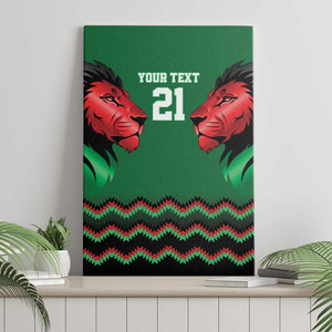 Custom Cricket Africa Kenya Canvas Wall Art Green Lion Head with Kenyan Pattern - African Pride