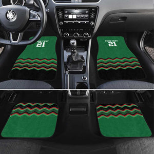 Custom Cricket Africa Kenya Car Mats Green Lion Head with Kenyan Pattern - African Pride