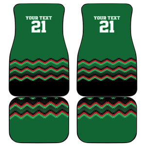 Custom Cricket Africa Kenya Car Mats Green Lion Head with Kenyan Pattern - African Pride