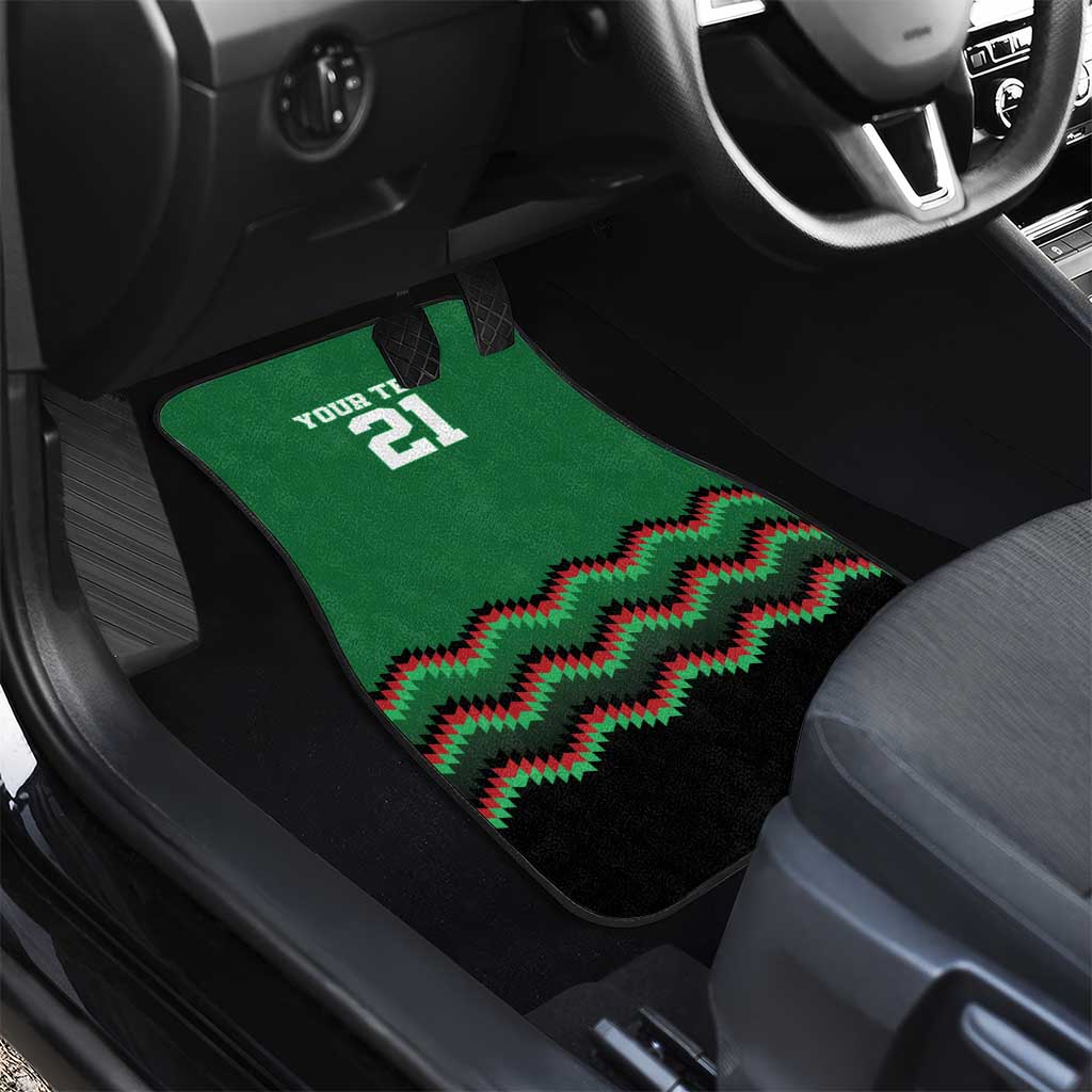 Custom Cricket Africa Kenya Car Mats Green Lion Head with Kenyan Pattern - African Pride