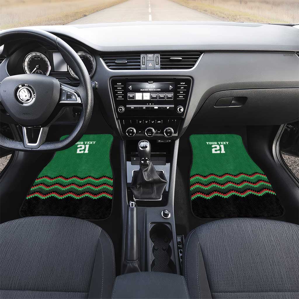 Custom Cricket Africa Kenya Car Mats Green Lion Head with Kenyan Pattern - African Pride