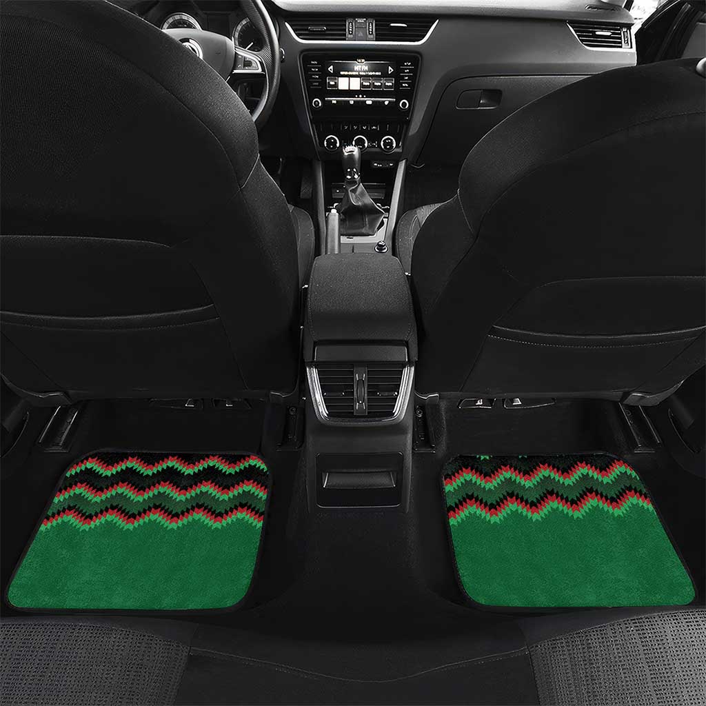 Custom Cricket Africa Kenya Car Mats Green Lion Head with Kenyan Pattern - African Pride