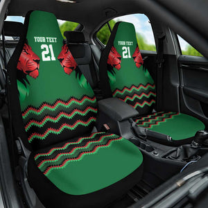 Custom Cricket Africa Kenya Car Seat Cover Green Lion Head with Kenyan Pattern - African Pride