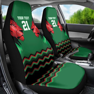 Custom Cricket Africa Kenya Car Seat Cover Green Lion Head with Kenyan Pattern - African Pride