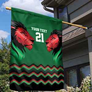 Custom Cricket Africa Kenya Garden Flag Green Lion Head with Kenyan Pattern - African Pride