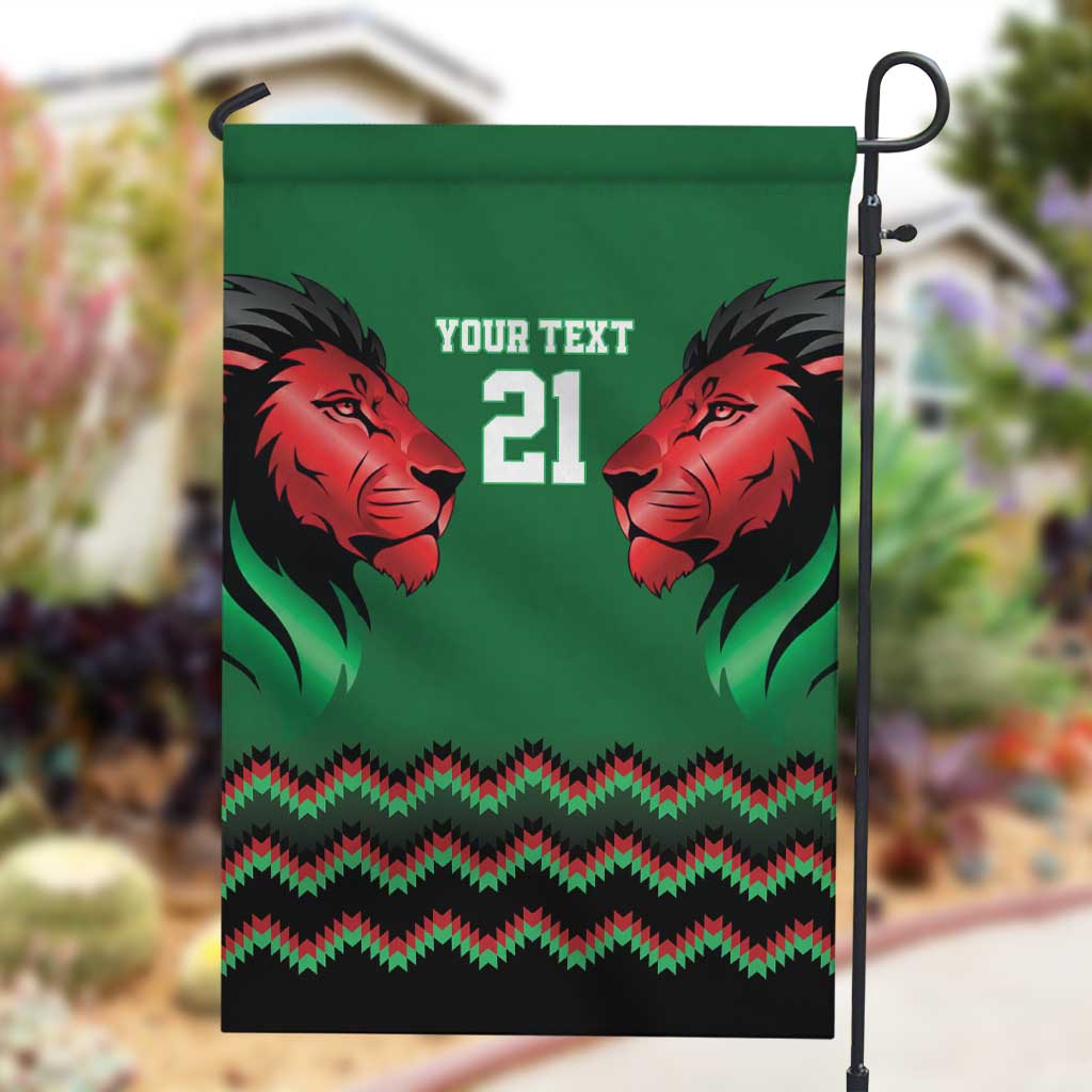 Custom Cricket Africa Kenya Garden Flag Green Lion Head with Kenyan Pattern - African Pride