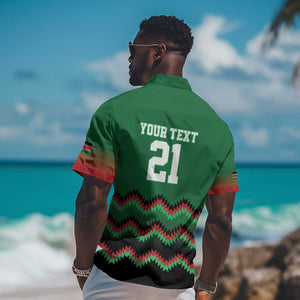 Custom Cricket Africa Kenya Hawaiian Shirt Green Lion Head with Kenyan Pattern - African Pride