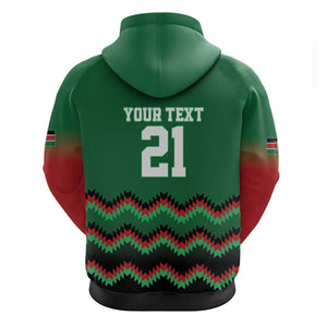 Custom Cricket Africa Kenya Hoodie Green Lion Head with Kenyan Pattern - African Pride