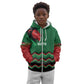 Custom Cricket Africa Kenya Kid Hoodie Green Lion Head with Kenyan Pattern - African Pride